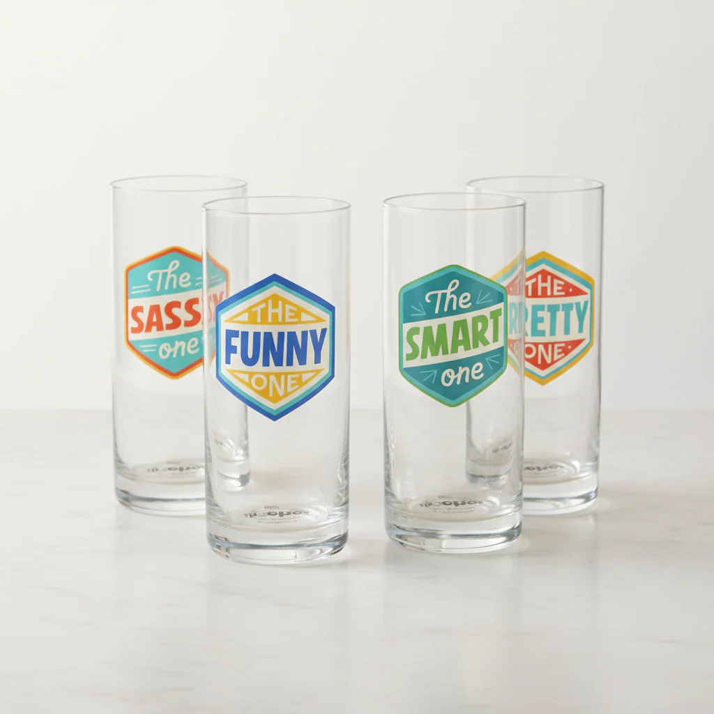 Badges of Honor Funny Drinking Glasses, Set of 4 - Image 6