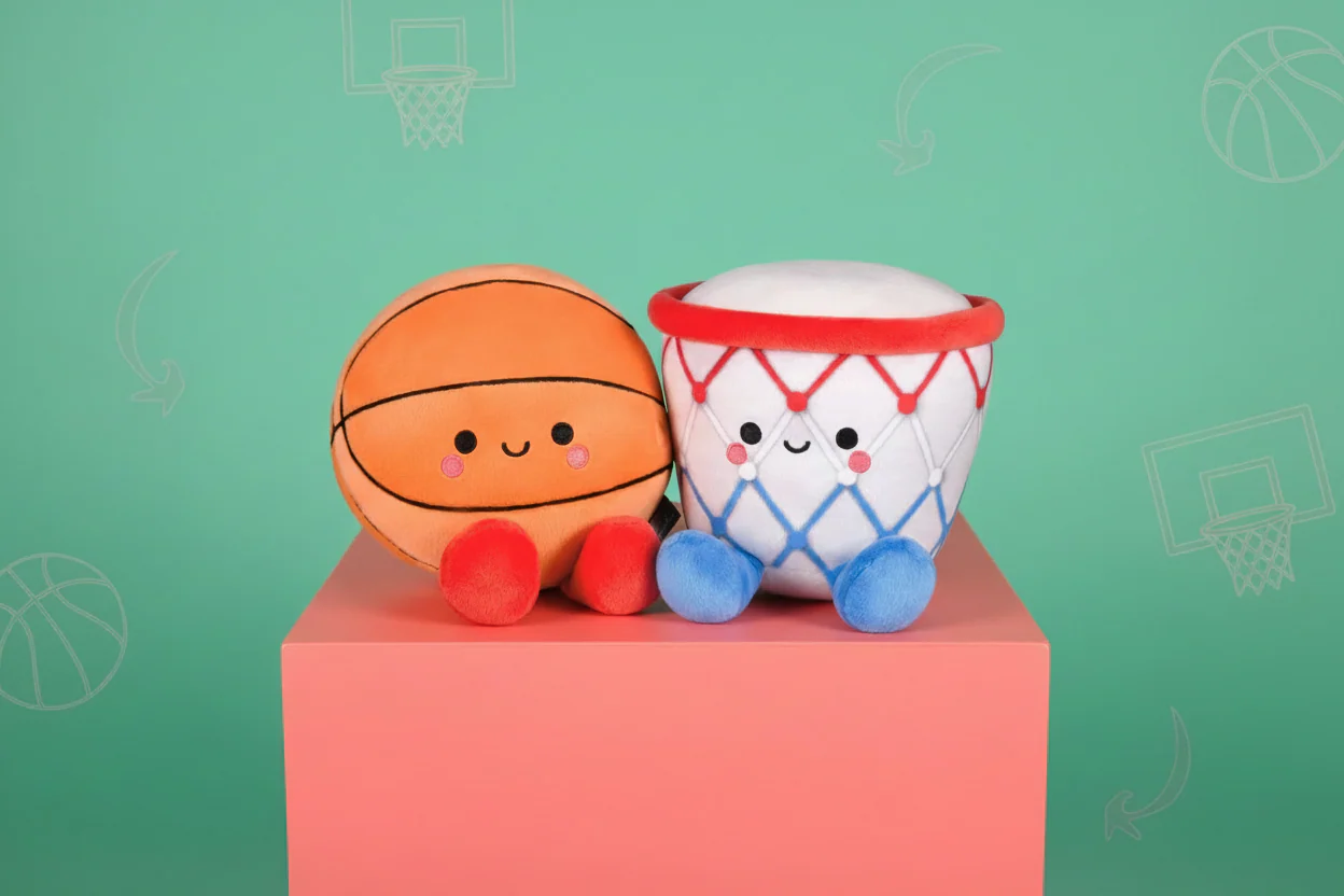 Better Together Basketball and Hoop Magnetic Plush Pair, 6" H - Image 3