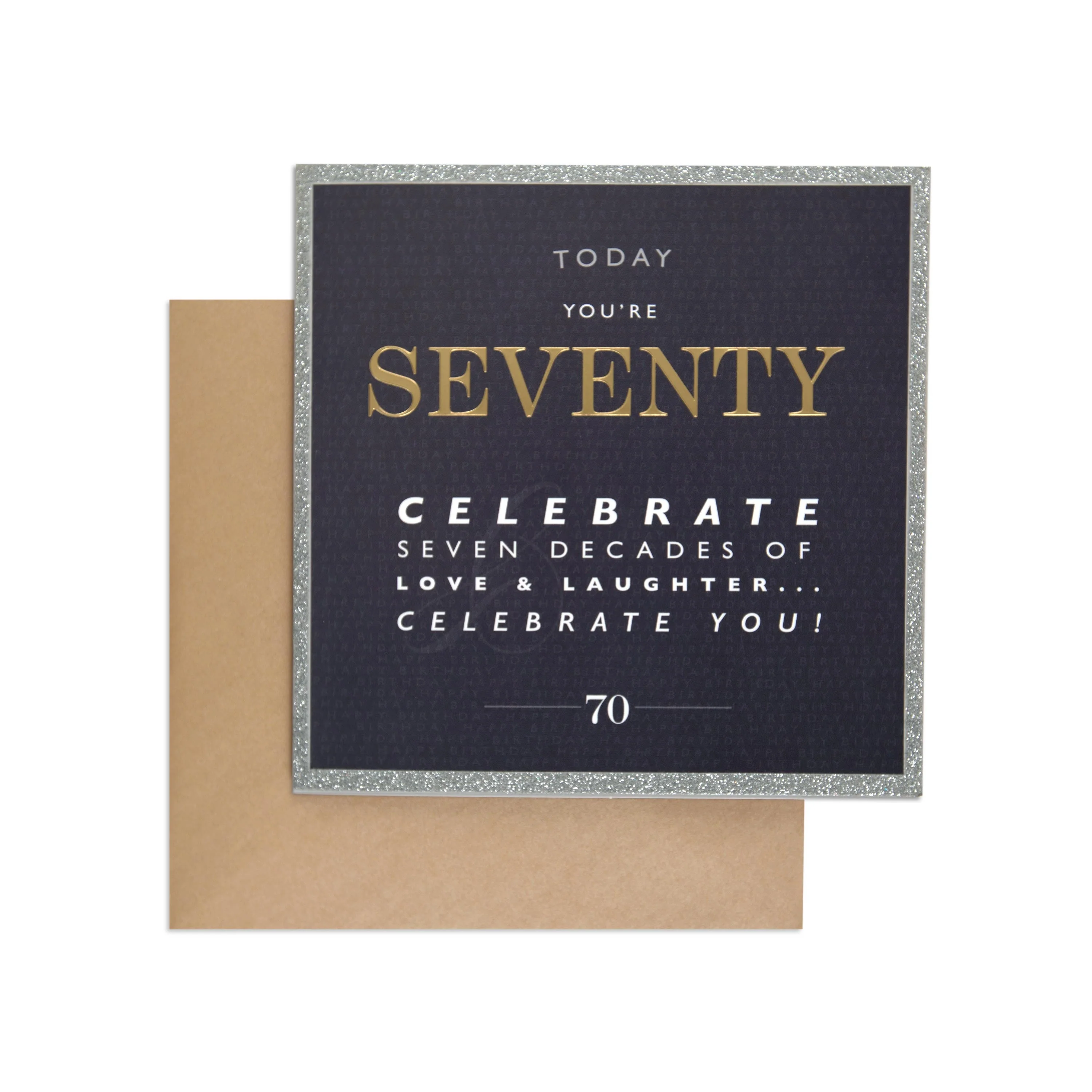 Elegant Silver Glitter 70th Birthday Card - Image 3