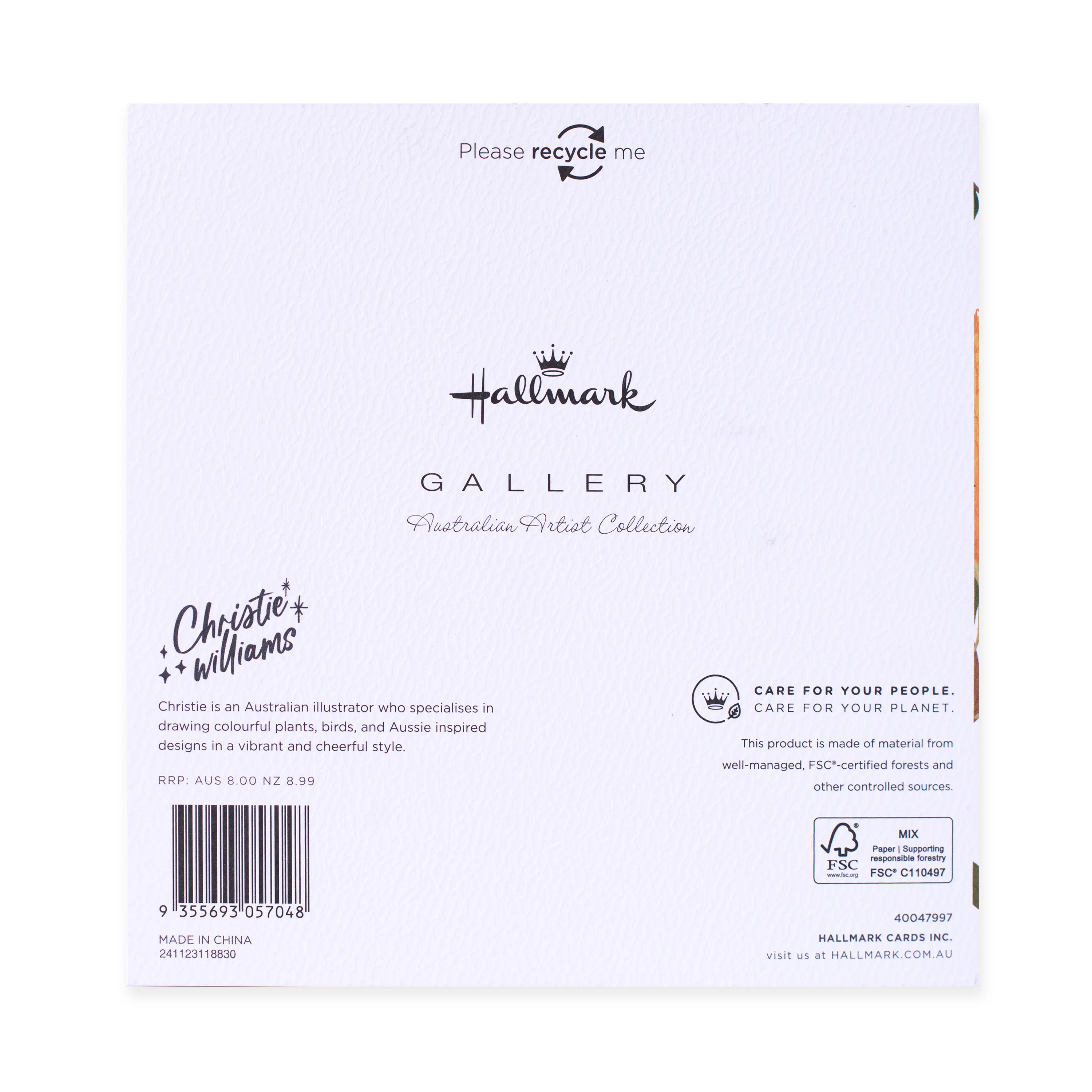 Hallmark x Christie Williams Gallery Blank Greeting Card - Just For You - Image 4
