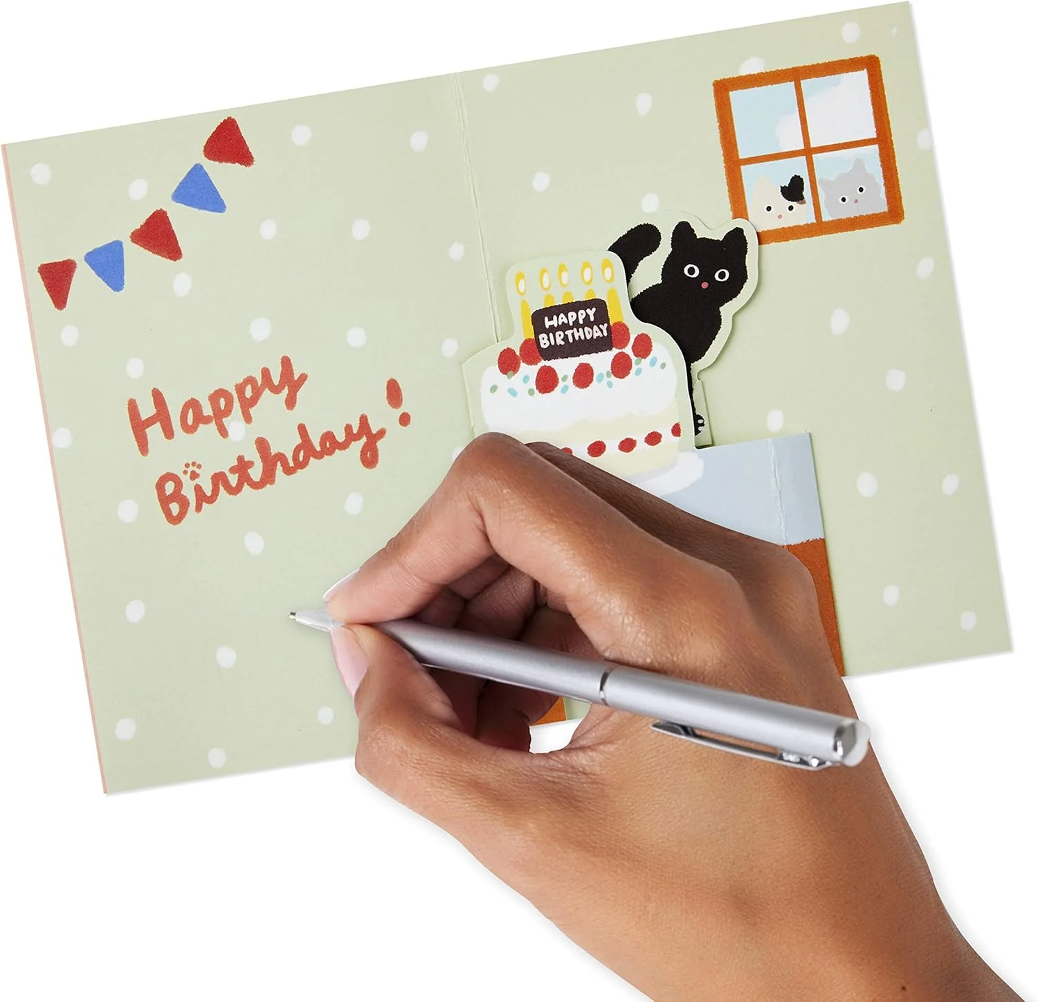 Hallmark Pop Up Birthday Card (Cat and Friend with Birthday Cake) - Image 7