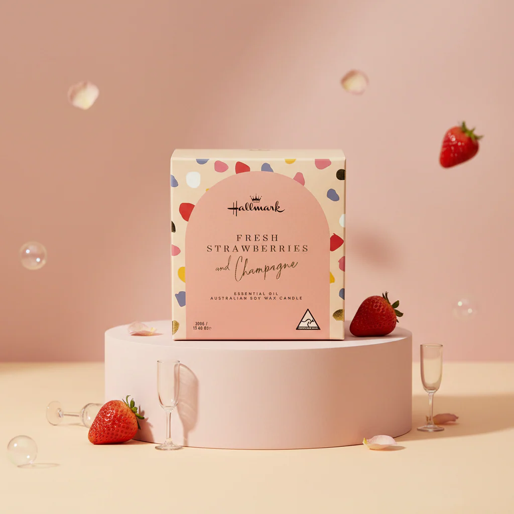 Hallmark Essential Oil Australian Soy Wax Candle - Fresh Strawberries & Champagne - Image 2