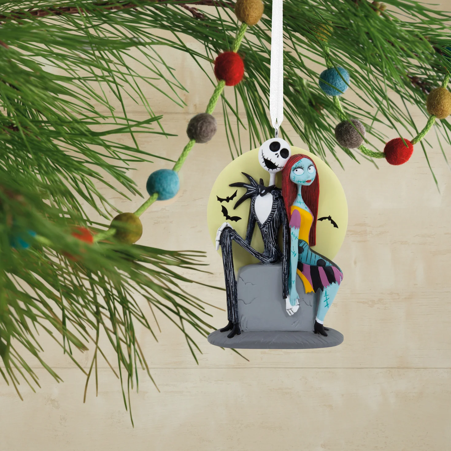 Hallmark Christmas Ornament - Disney Tim Burton's The Nightmare Before Christmas Jack and Sally on Tombstone - Image 2