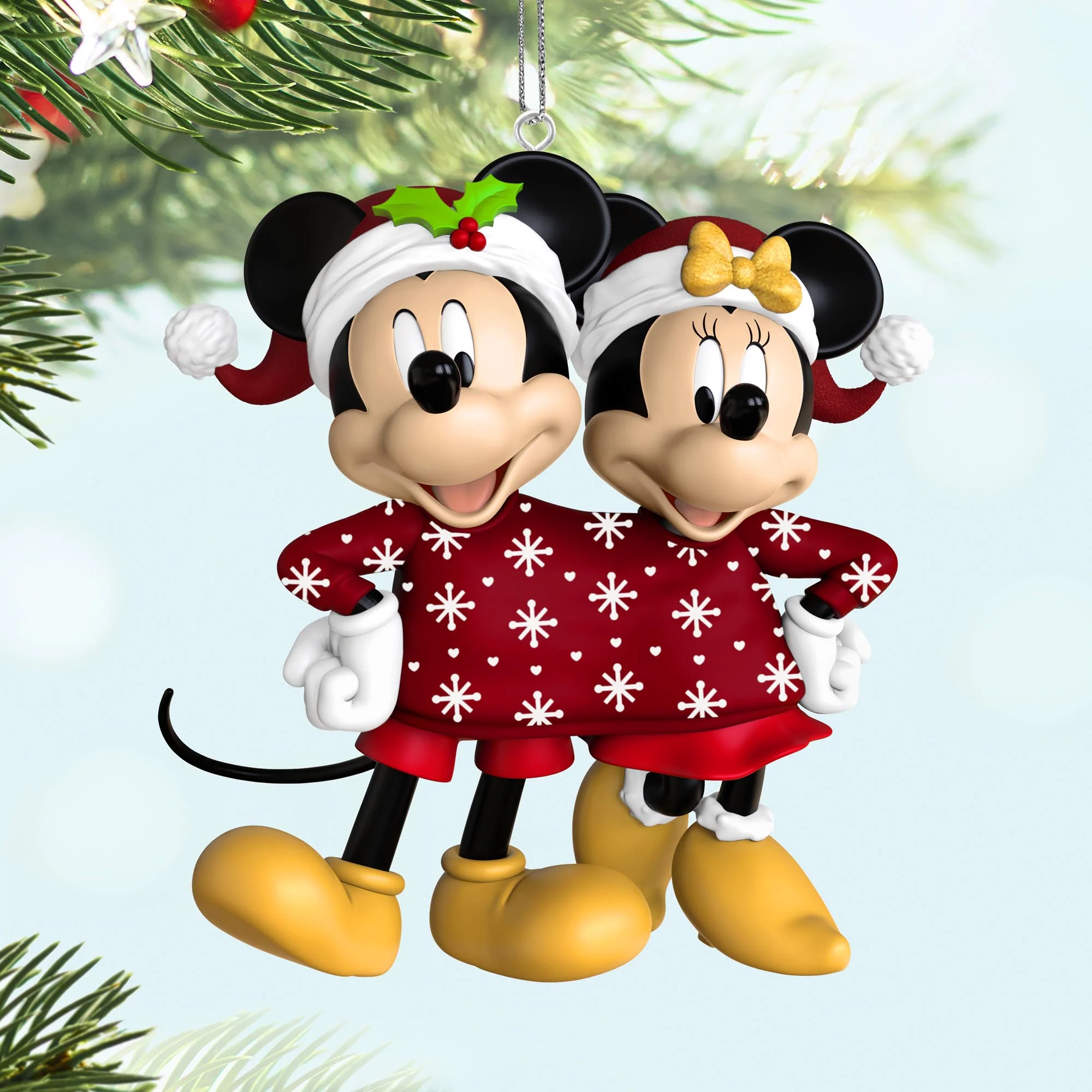 Disney Mickey and Minnie, Sweater-Sharing Sweethearts — 2025 Hallmark Keepsake Christmas Ornament - Image 2