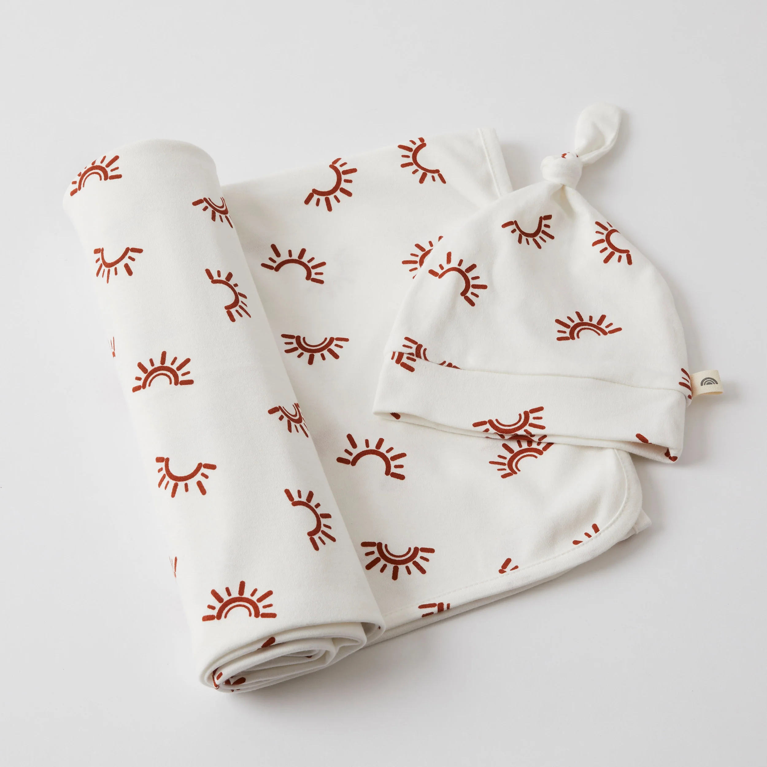 Sunset Jersey Baby Wrap & Knotted Beanie Set - Image 3