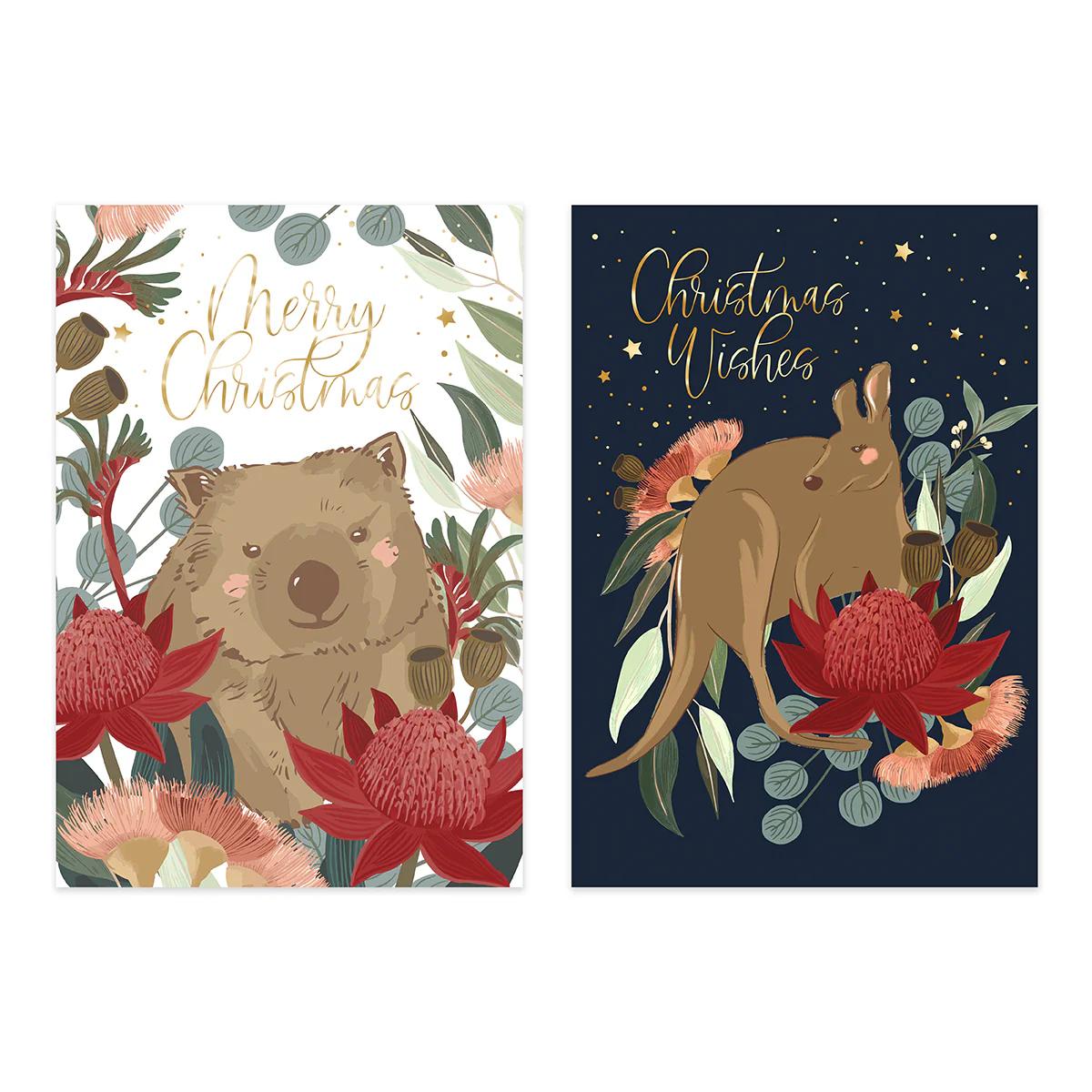 Hallmark Boxed Christmas Cards 10 Pack - Wombat & Kangaroo - Image 2
